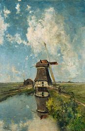 Een windmolen op een polderwaterweg, bekend als 'In de maand juli' - Paul Joseph Constantin Gabriël