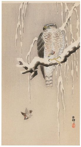 Ohara Koson - haviken en mussen (bewerkt)
