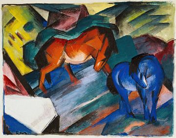 Rood en blauw paard (1912) van Franz Marc van Peter Balan
