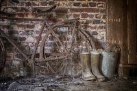 Fragment van roestige fiets