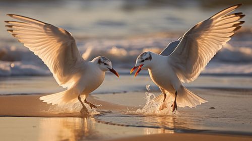 Meeuwen op het strand