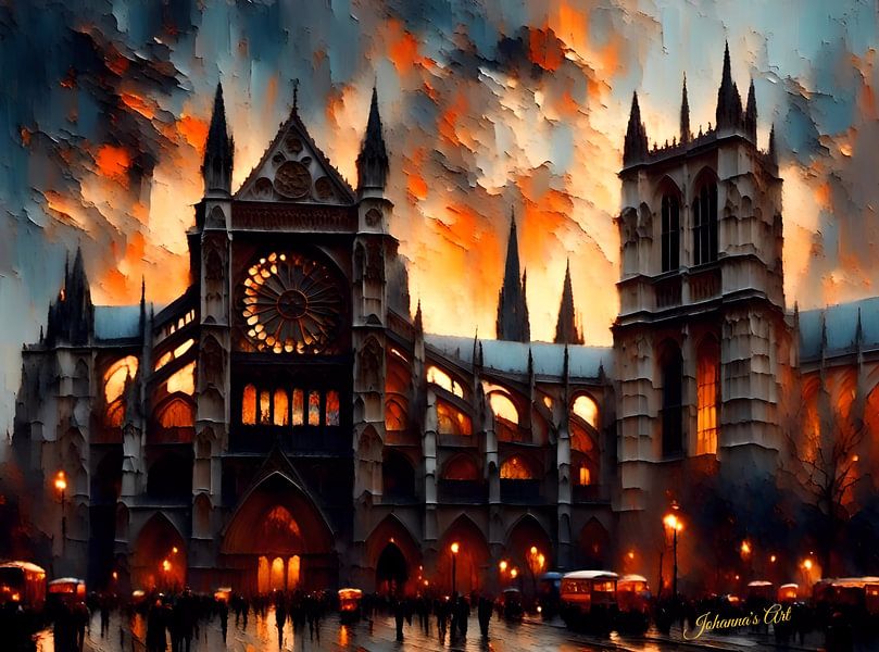 Westminster Abbey, London, England at sunset by Johannas Art Creations