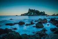 sicilie isabella taormina sea with mountain on photo poster or wall decoration