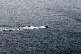 Speedboat op zee van Russell