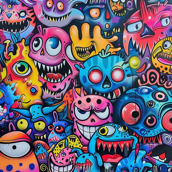 Creatieve chaos in felle kleuren van artefacti