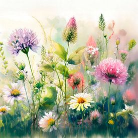 L'été ! Champ de fleurs sauvages naturelles sur Studio Pieternel