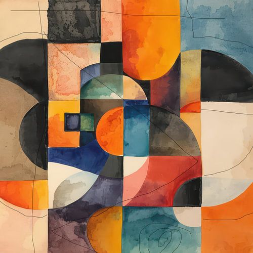 kubistisch mit schwarzen Strichen