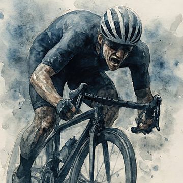 De beslissende demarrage (Tour de France wielersport kracht actie spanning en sensatie stoer racefiets)