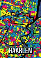 Haarlem: Kleurrijk stadsplan - Abstracte kunstposter voor aan de muur