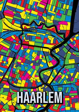 Haarlem: Bunter Stadtplan - Abstraktes Kunstposter für die Wand von Jorn van Hezik