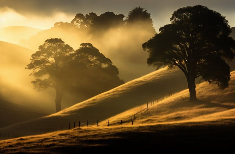 Brouillard matinal en automne par fernlichtsicht