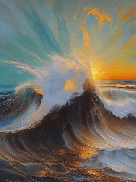 The raging waves in the sea by Jolique Arte