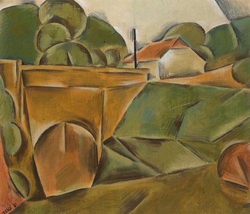 Jindřich Štyrský, Landschap met een brug, 1923