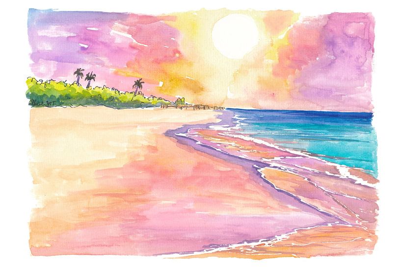 Pink Sands Strandspaziergang auf Harbour Island Bahamas von Markus Bleichner