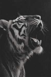 Tiger Primal Force in Schwarz und Weiß Expression