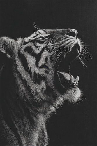 Tiger Primal Force in Black and White Expression