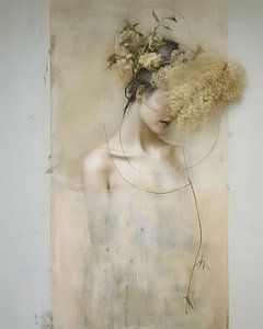 Modernes schickes digitales Kunstporträt "botanisches Mädchen"
