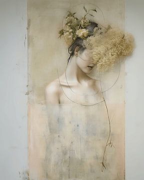 Portrait d'art numérique moderne chic "botanic girl&quot ; sur Carla Van Iersel