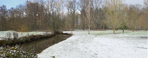 Panorama van de Grote Schijn in winters Rivierenhof