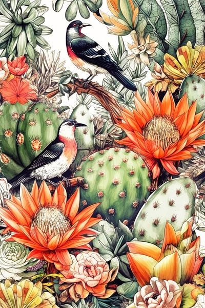 Fleurs motif botanique 13 #succulents par JBJart Justyna Jaszke