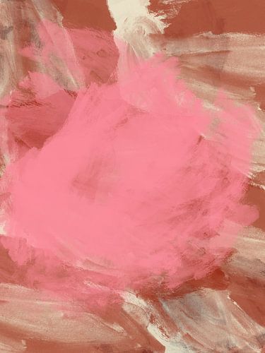 Peinture abstraite en rose, terracotta, blanc sur Dina Dankers