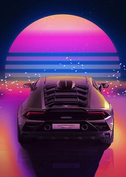 Lamborghini Huracan Vaporwave sur Ali Firdaus