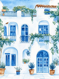 Blaue Fenster, weiße Fassade von Movingclouds