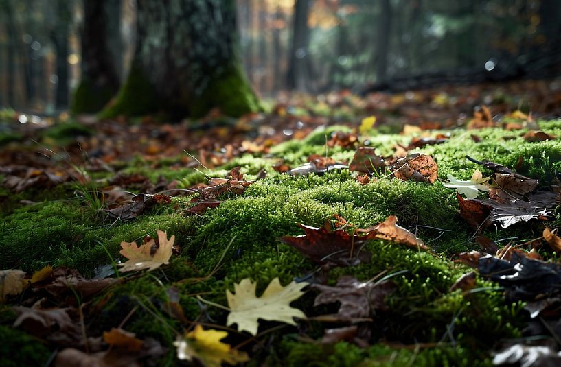 Wandeling in het herfstbos van fernlichtsicht