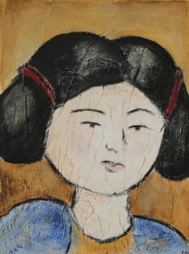 Een portret van een Chinese dikke dame  'Fat lady' IV van Linda Dammann