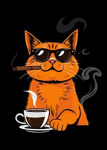Coole Katze und Kaffee