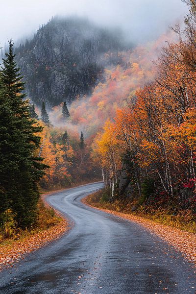 Winding path through autumn forest by Art & Soul Creations