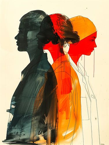 Silhouet van drie vrouwen