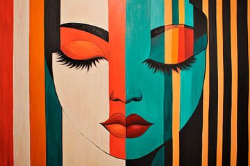 Colourful portrait of a woman - Modern design by Poster Art Shop