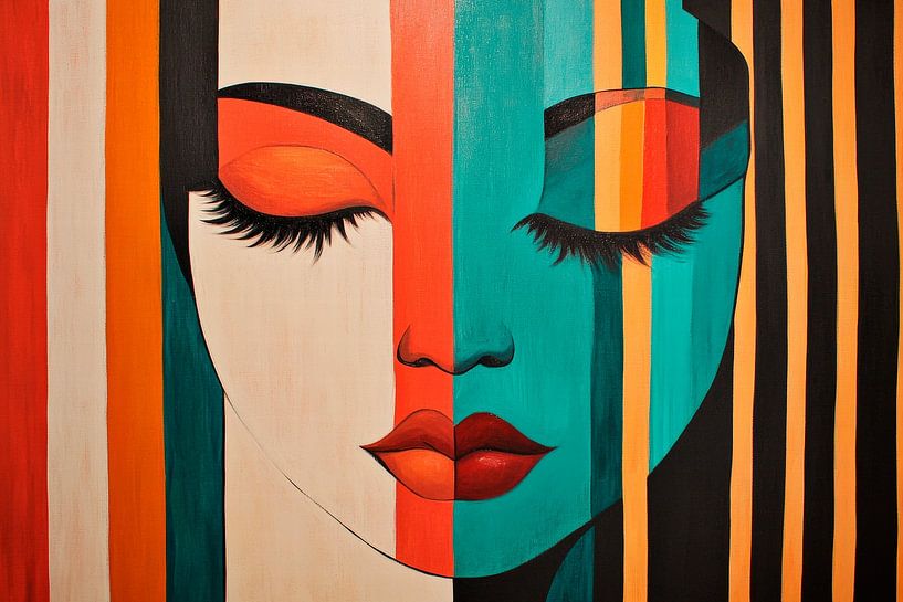 Colourful portrait of a woman - Modern design by Poster Art Shop