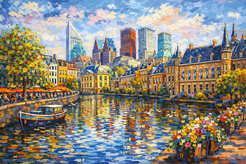 Peinture représentant La Haye, aux Pays-Bas.