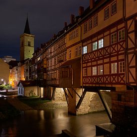 Krämerbrücke in Erfurt by night by Heiko Kueverling
