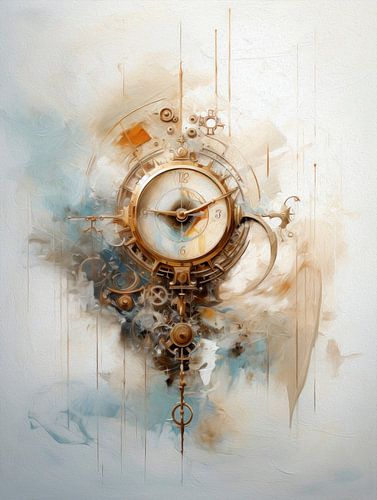 Horloge abstraite - Le temps doré comme décoration murale