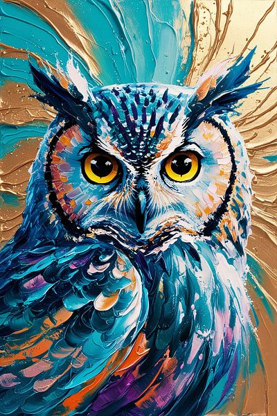 Colourful abstract owl painting by Art & Soul Creations