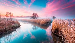 Winterlandschap met rivier van Mustafa Kurnaz