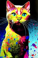 Portret van een kat I - kleurrijk popart graffiti