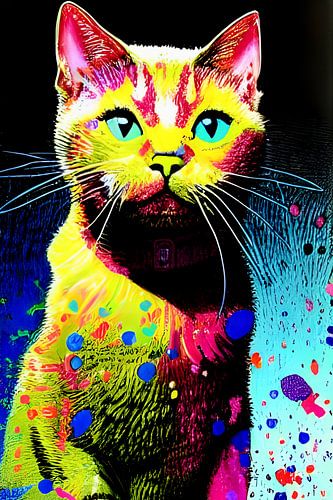 Porträt einer Katze I - buntes Pop-Art-Graffiti