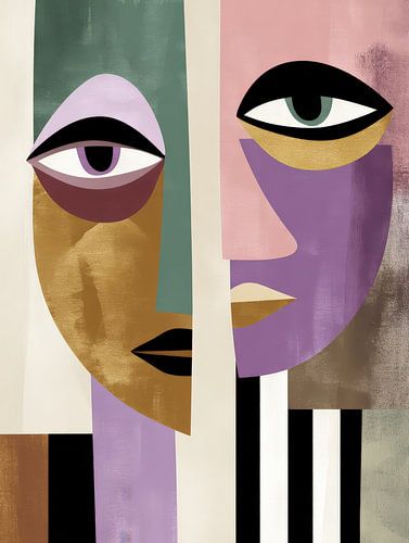 Vrouwelijk profiel met dualisme van Your unique art