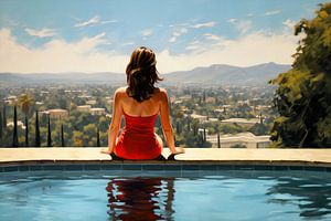 Frau am Pool