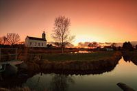 Sunset Rotterdam area, the Netherlands.