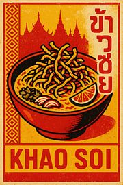 Khao Soi Muurprint - Retro Thaise Voedsel Poster van Travel Shop