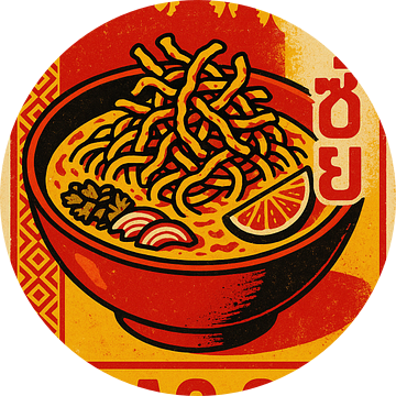 Khao Soi Muurprint - Retro Thaise Voedsel Poster