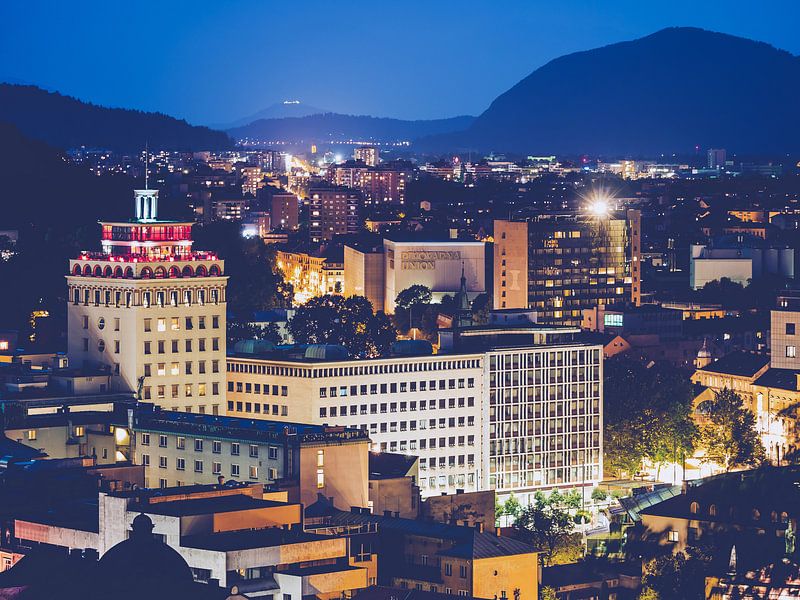 Ljubljana bei Nacht / Nebotičnik von Alexander Voss