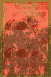 Vivid abstract minimalist botanical art in coral, ochre, taupe by Dina Dankers