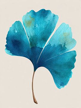 Blue Ginkgo leaf in watercolour by Blues & Hues