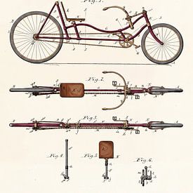 Vintage Ligfiets Patent 1902 – Technische Tekening op Oud Papier van Zeger Knops